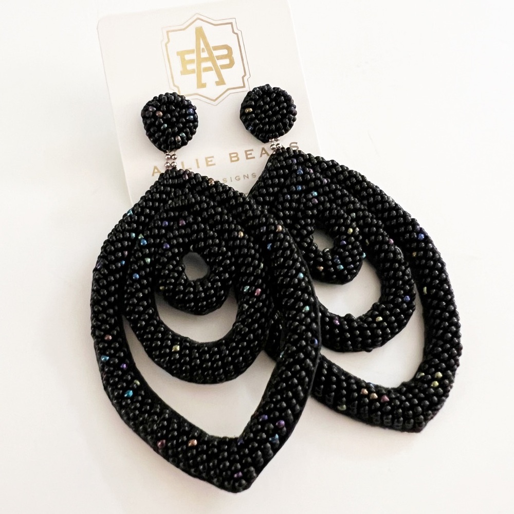 Allie Beads beaded drop earrings.